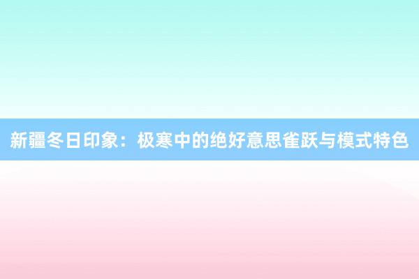 新疆冬日印象：极寒中的绝好意思雀跃与模式特色